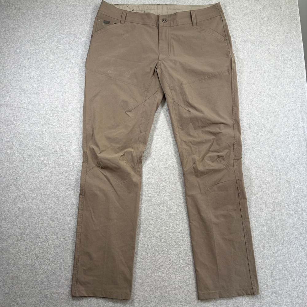Kuhl Silencr Pants Mens 38x34 Brown Ripstop Articulated Outdoor Hiking Trousers